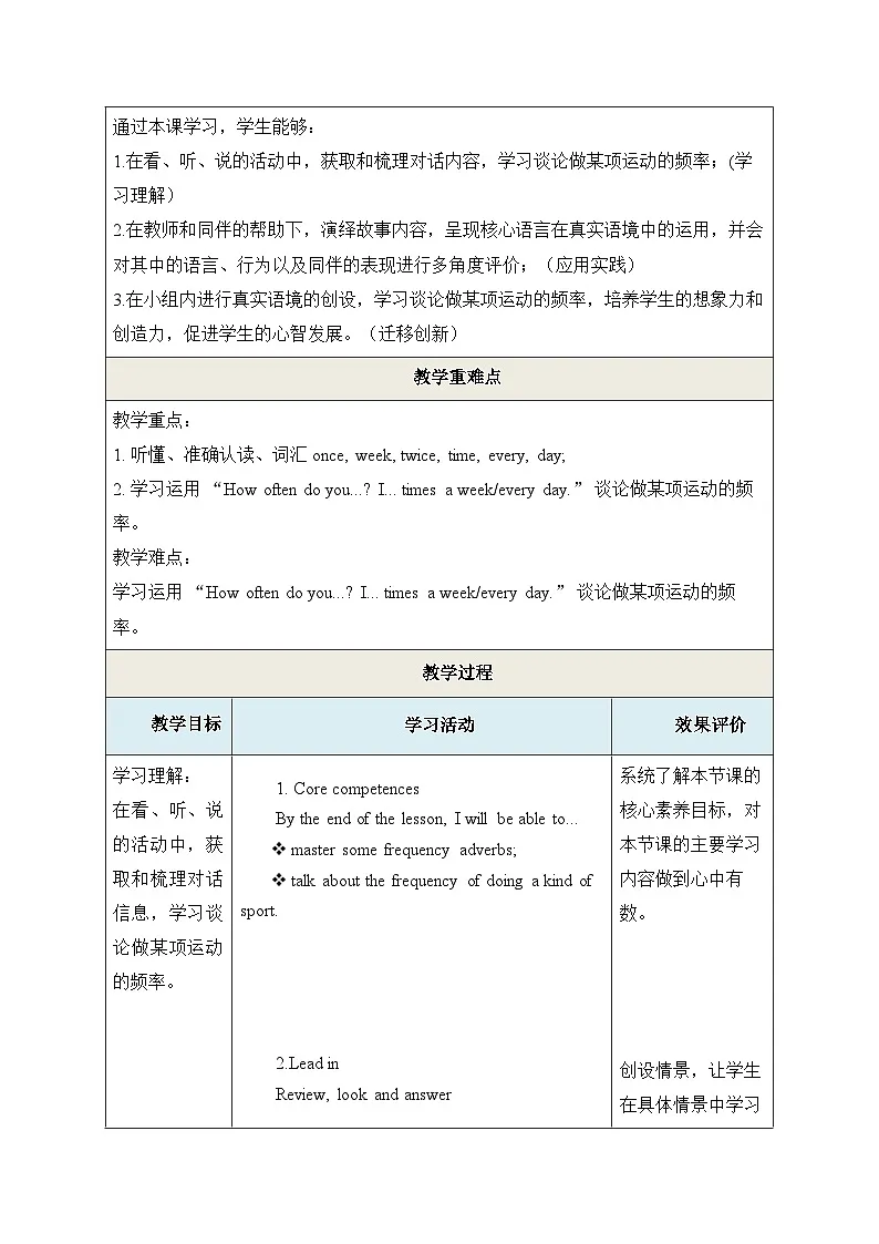 【教学评一体化】Unit 1 Sports Lesson 2 教学设计第3页