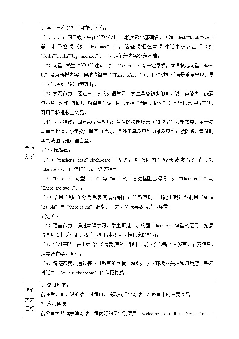 Unit 1 Our Classroom Lesson 3 Part B Let's read 教学设计第2页