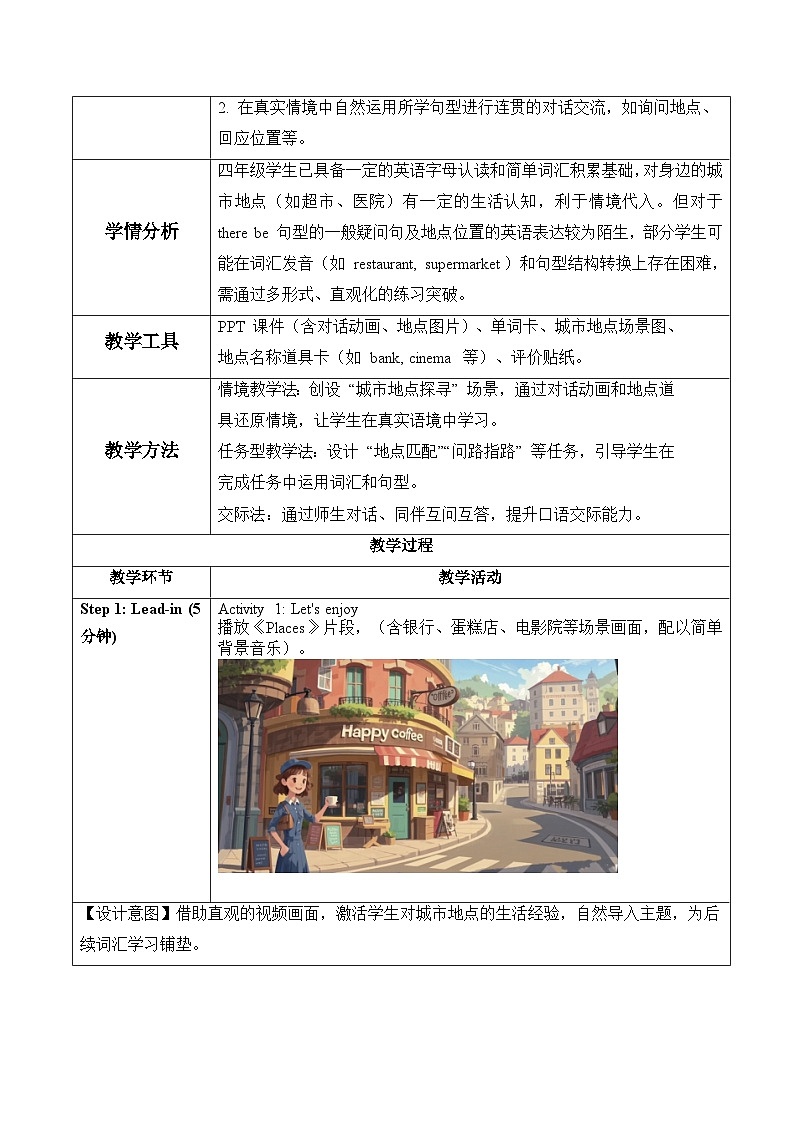 Unit 1 第1课时 Experience & Understand （教学设计）英语人教大同版四年级上册（新教材)第2页