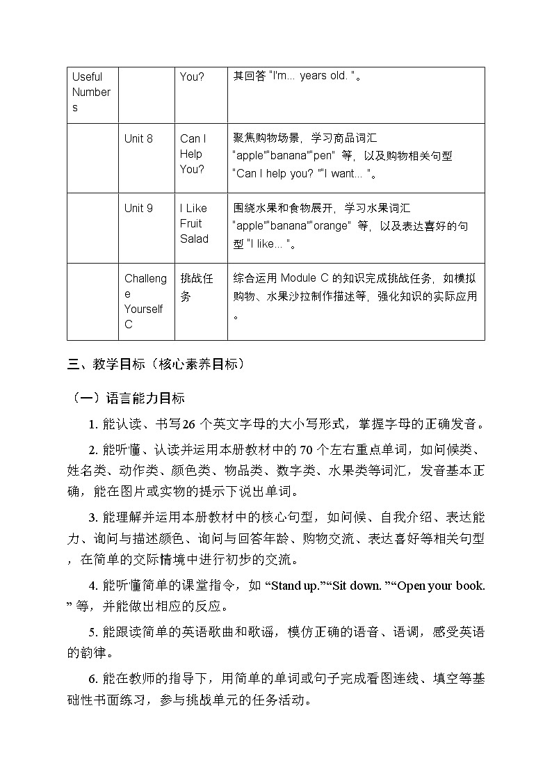 2025-2026学年川教版（三起）（2024）小学英语三年级上册教学计划及进度表第3页