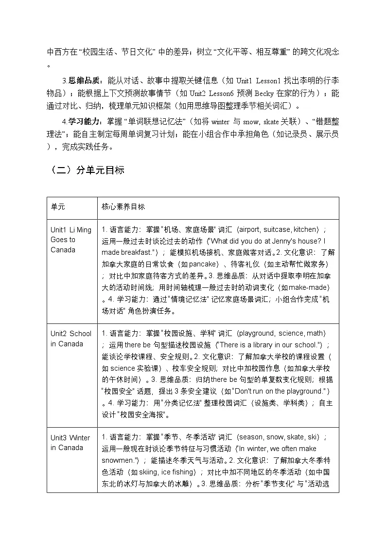 2025-2026学年冀教版（三起）小学英语六年级上册教学计划及进度表第3页