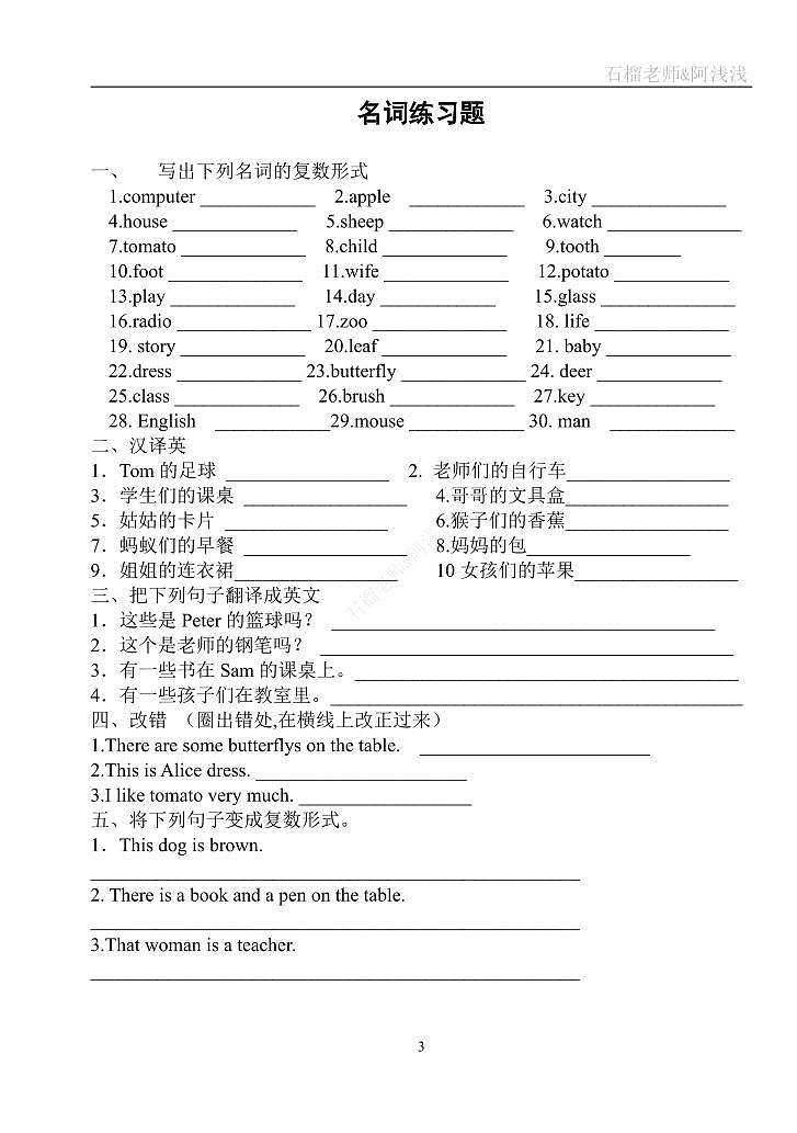 小升初英语语法点(总结及练习)+全国通用（PDF版）第3页