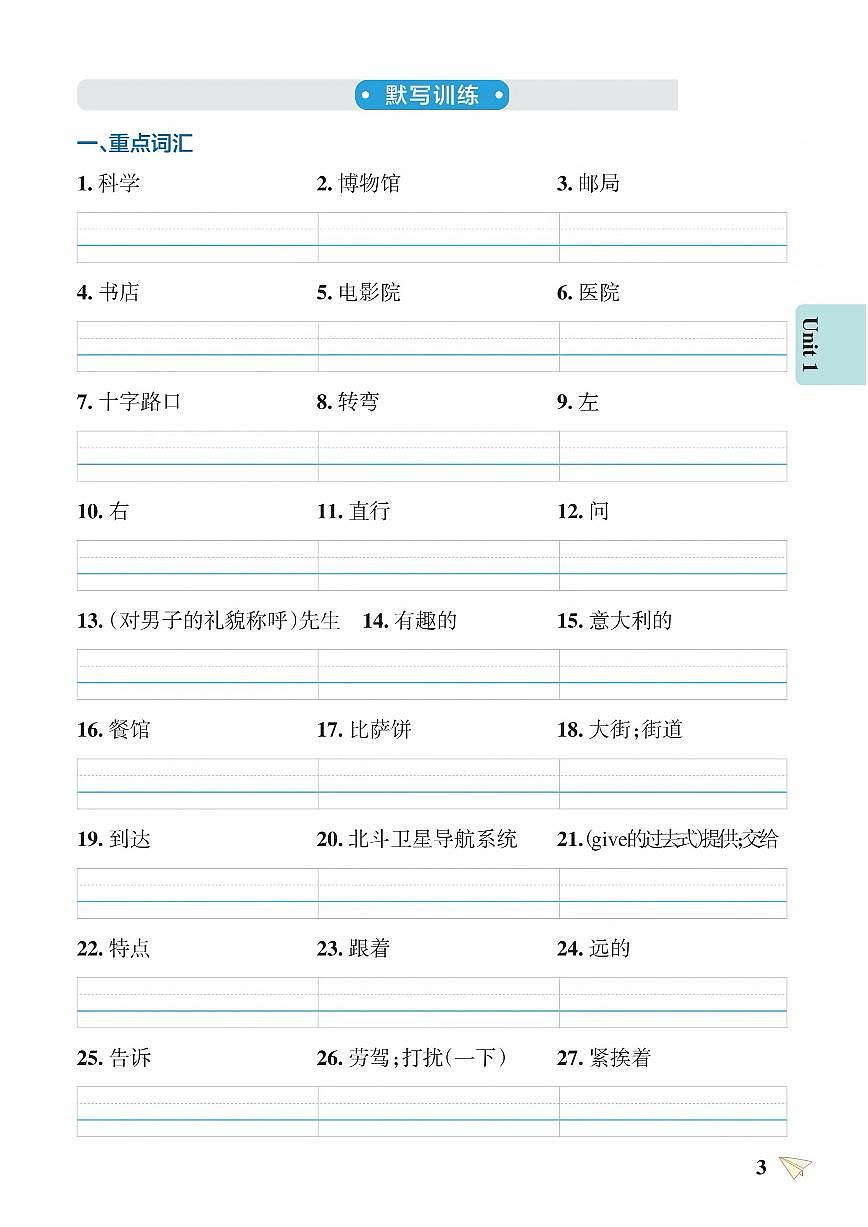 六年级上册人教PEP版英语【单元知识总结+默写】第3页