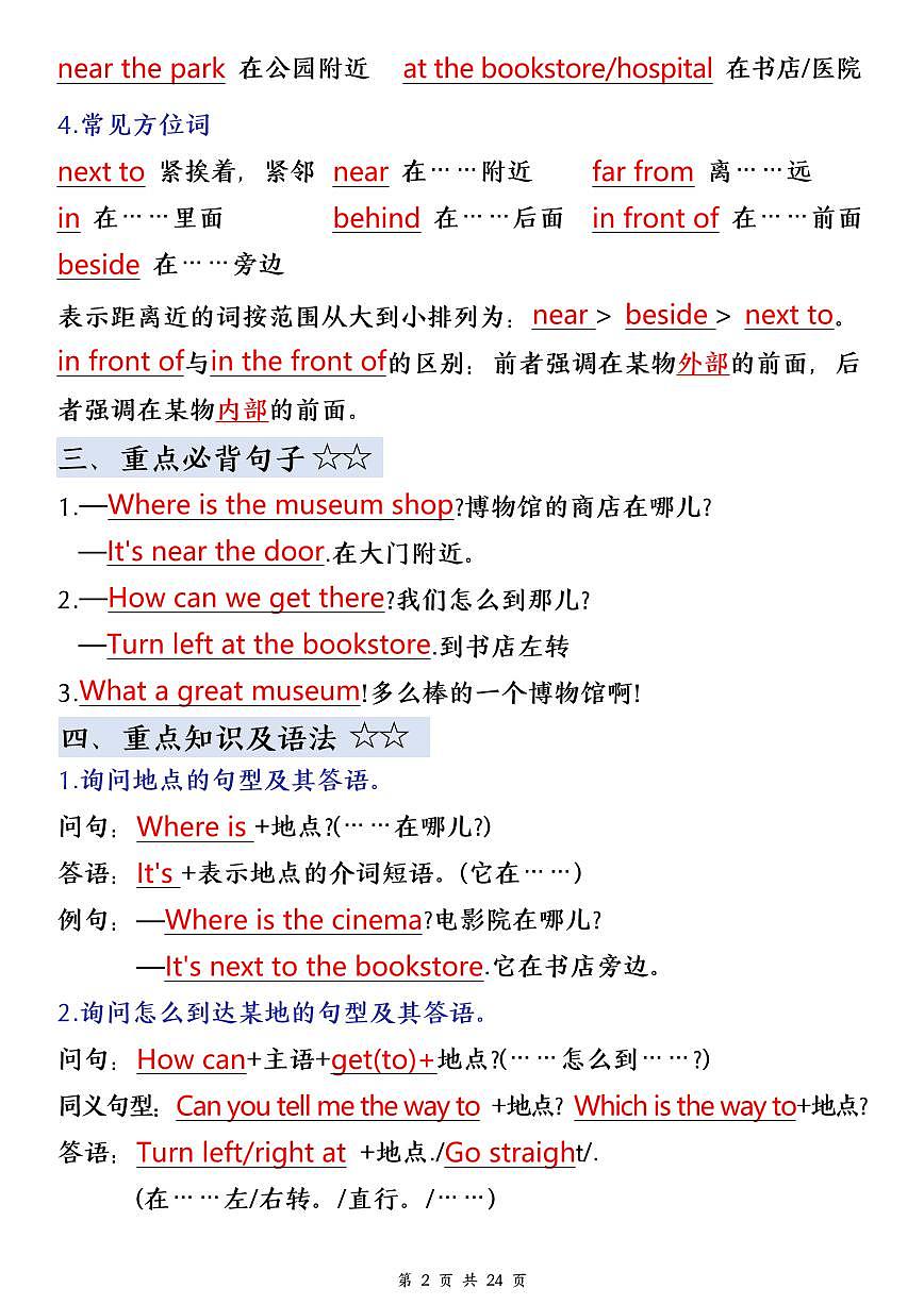 人教版六年级上册英语期末必备知识点汇总（单词+短语+句型+语法+写作）第2页