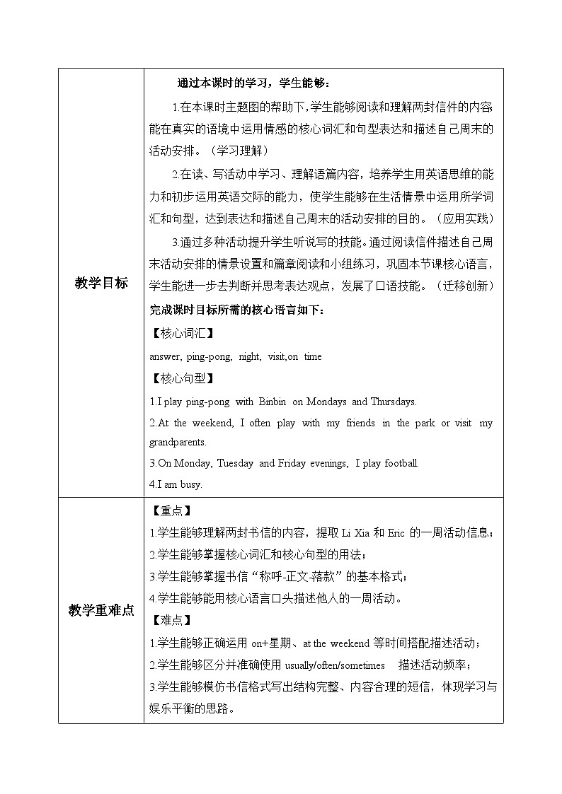 新人教PEP小学英语五上Unit 3 第6课时 B Read and write and C教学设计第2页