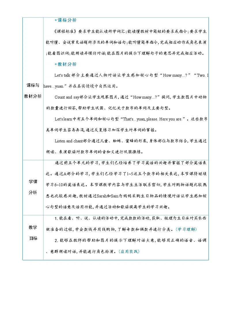2025秋（新教材）三年级英语上册Unit 6 Useful numbers Part B Let's talk+Let's learn大单元整体教学设计第2页