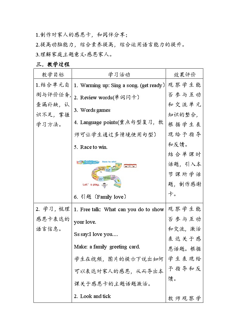 外研版2024小学英语三年上册 Unit5 We're family Hit it big& Wrap up教案第2页