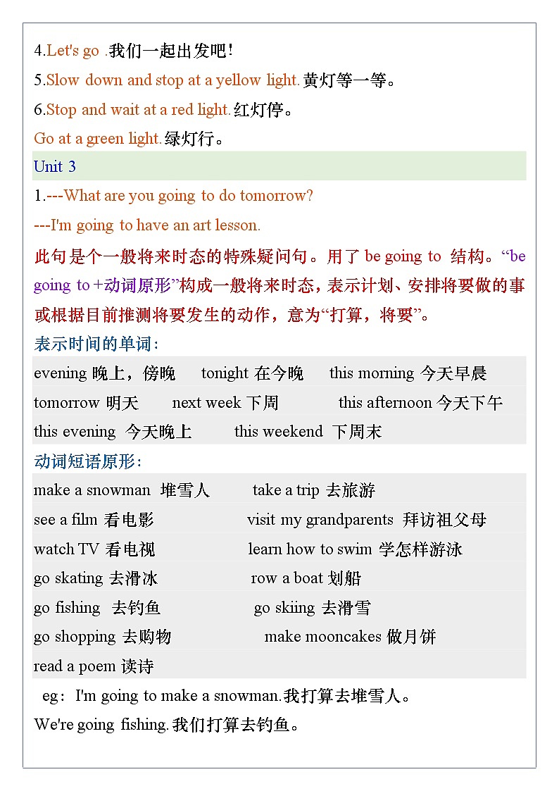 人教版六年级英语上册期末重点句型汇总知识点第2页