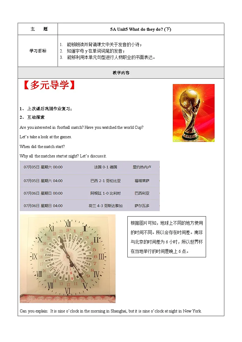 译林版英语五年级上册讲义之Unit5 What do they do（下）-学生版（无答案）第1页