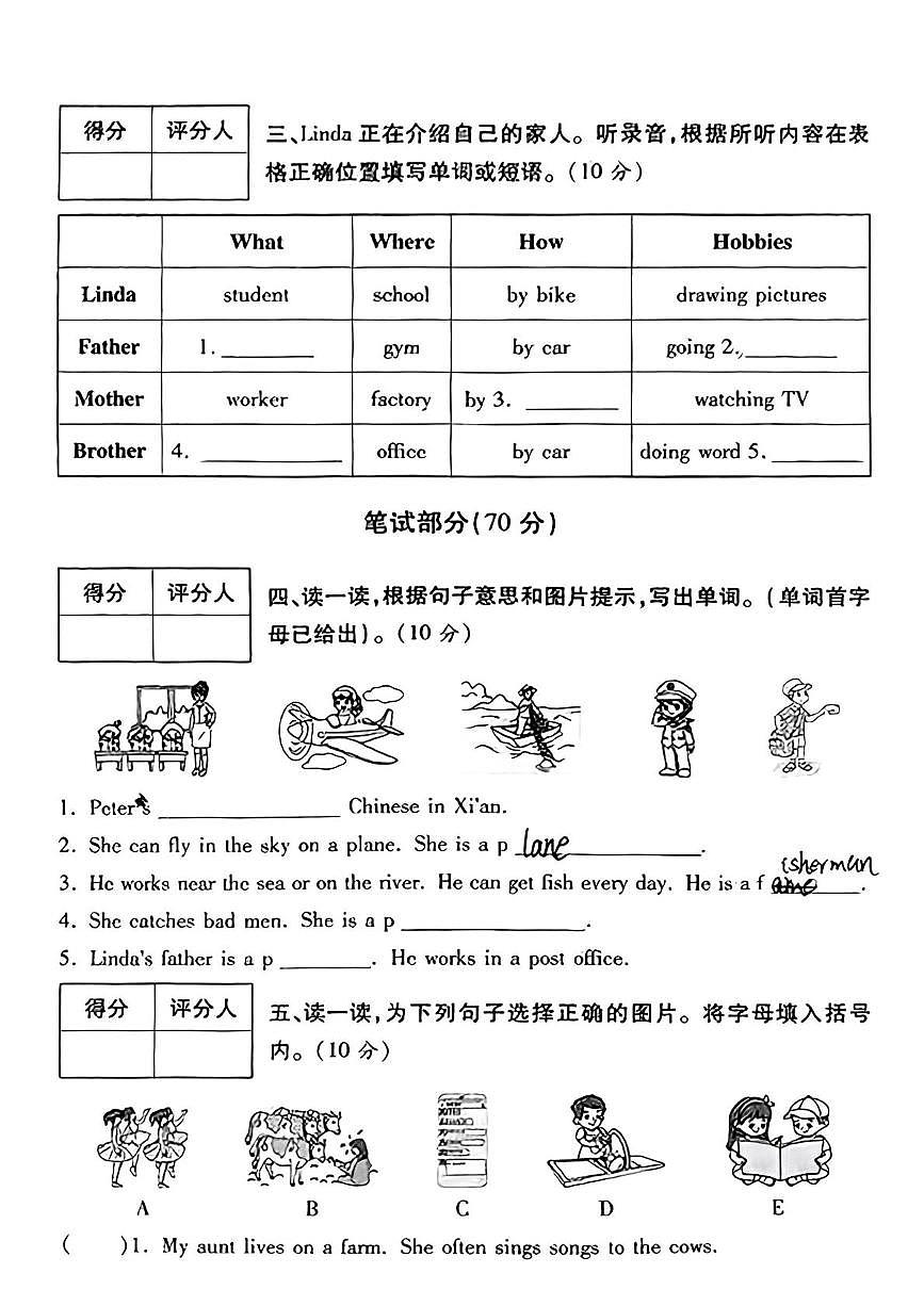 陕西省西安市未央区部分学校2024-2025学年六年级上学期学情诊断（三）英语试题（月考）第2页