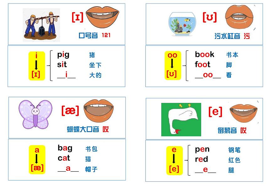 小升初英语知识点英语音标、发音、口型图、单词小卡片第3页