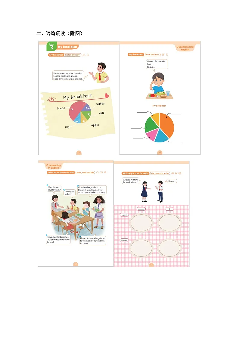 Unit 3 My favourite food Lesson 3 My food plan 单元教学设计粤教沪外教版英语三年级下册第2页