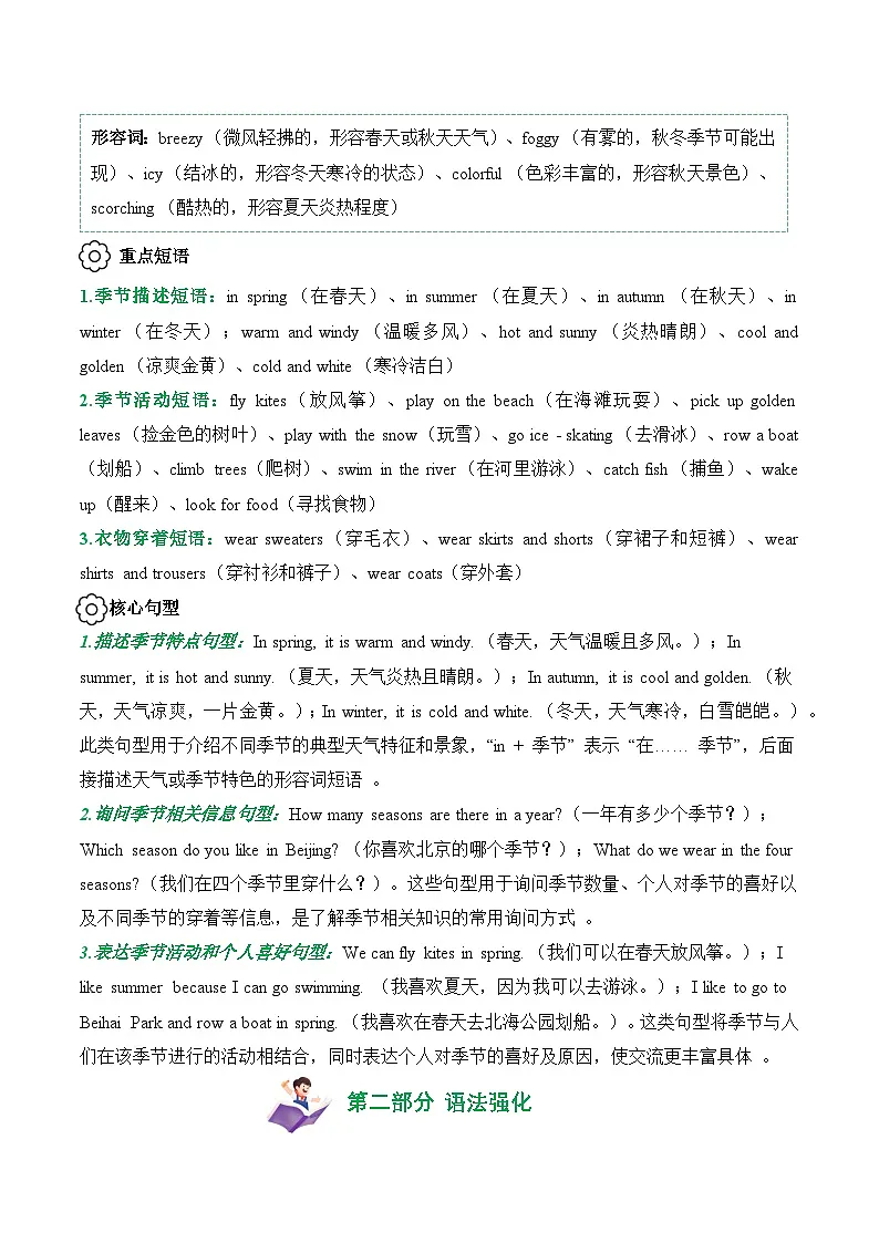 Unit 3 (知识清单)--2024-2025学年三年级英语下学期期中复习讲练测(北京版·2024)（含答案与解析）第2页