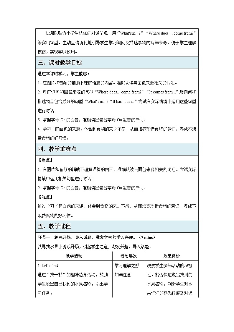 Unit 1 Lesson 3 Where is the bread from？（教学设计）-2024-2025学年冀教版（三起）（2024）英语三年级下册第2页