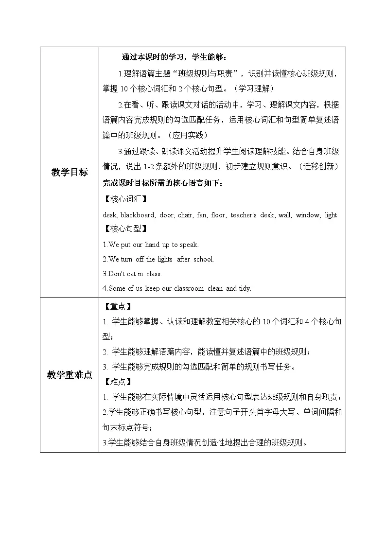 人教PEP2024版小学英语四上Unit1第6课时Part B Read and write-Part C教学设计第2页