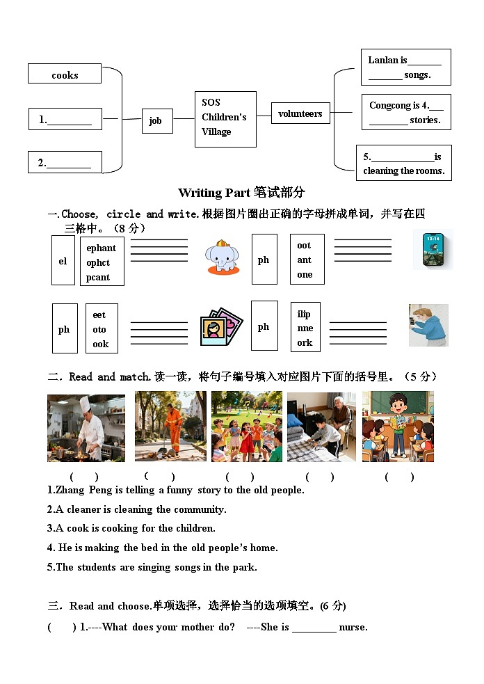 人教PEP2024版小学英语四上Unit4 测试卷-有答案第2页