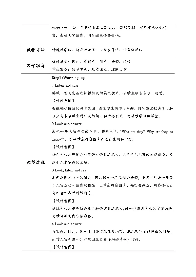 外研版三起六年级英语下册Module9 Unit2 Wishing you happiness every day.(教学设计)第2页