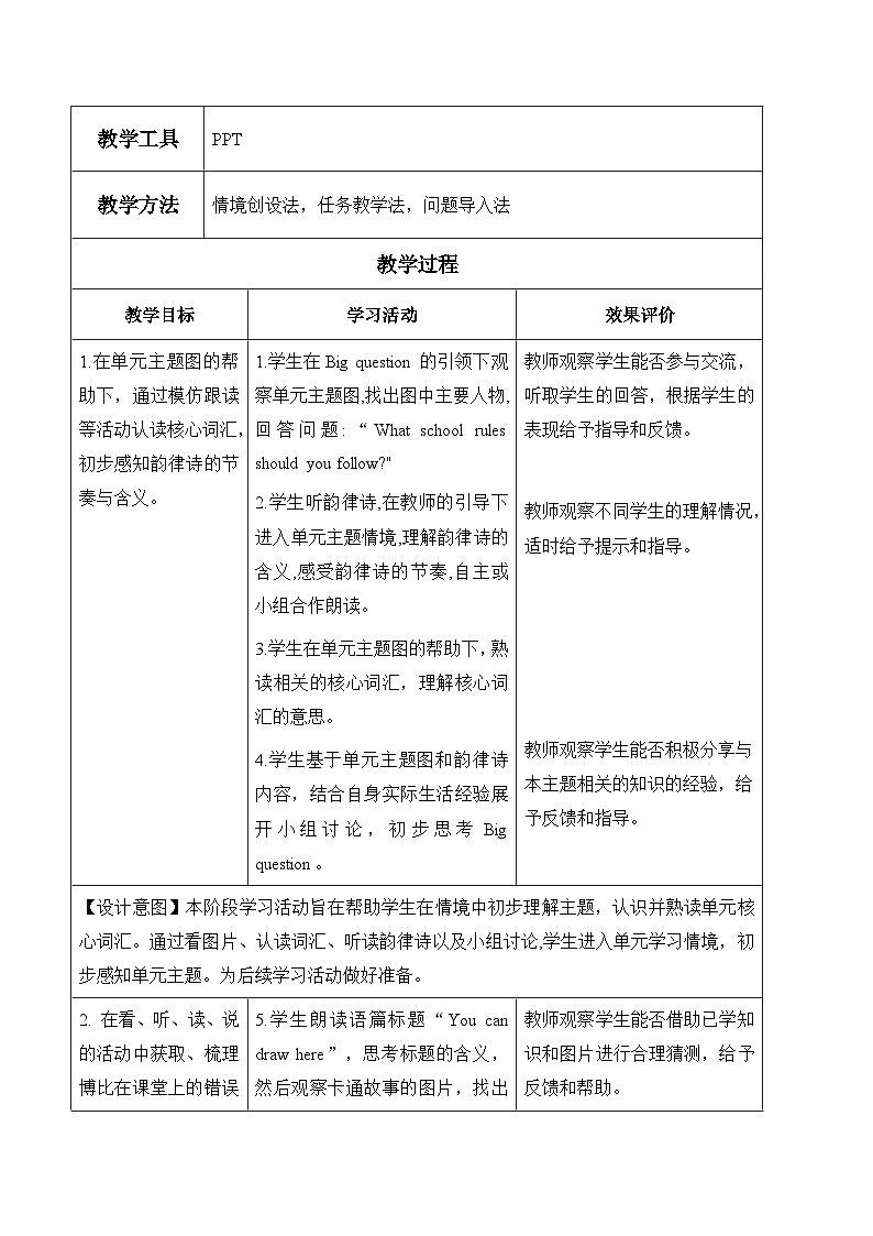 译林2024小学英语三下Unit3 第1课时 Cartoon time表格式教学设计第3页