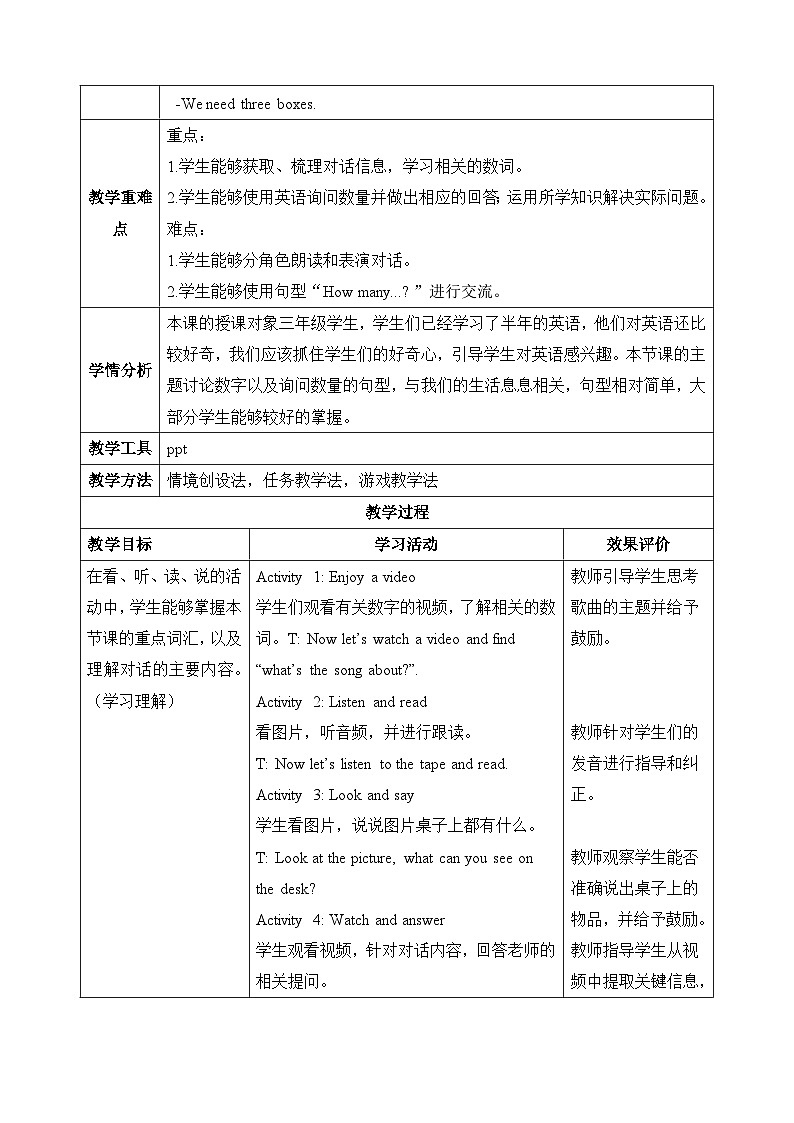 人教PEP2024版一起点小学英语三下Unit6 第1课时 A talk表格式教学设计第2页