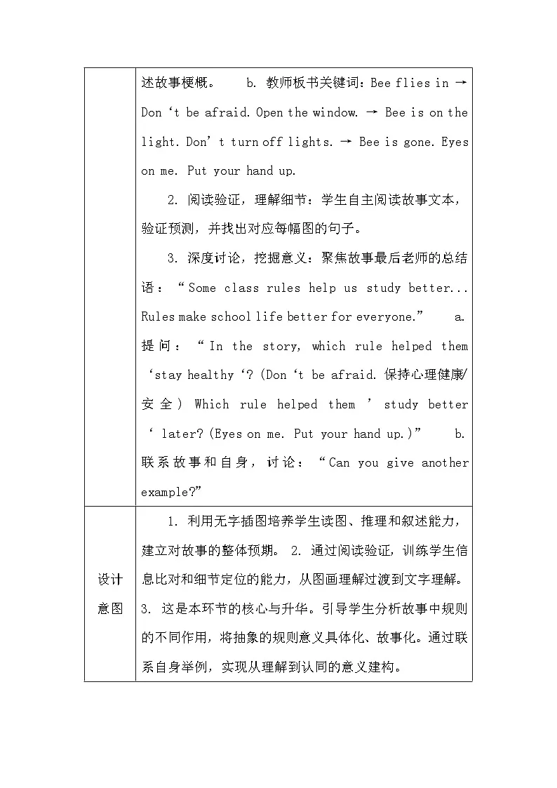 【新教材】人教PEP版（2024）四年级下册英语 Unit 1 Class rules C Reading time & Project 教案【表格式】第3页