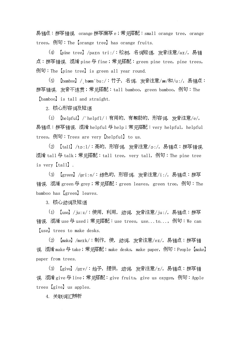 Unit Three Plants and Us Lesson 11 Helpful Trees（教学设计）-北京版初中英语五年级下册第3页