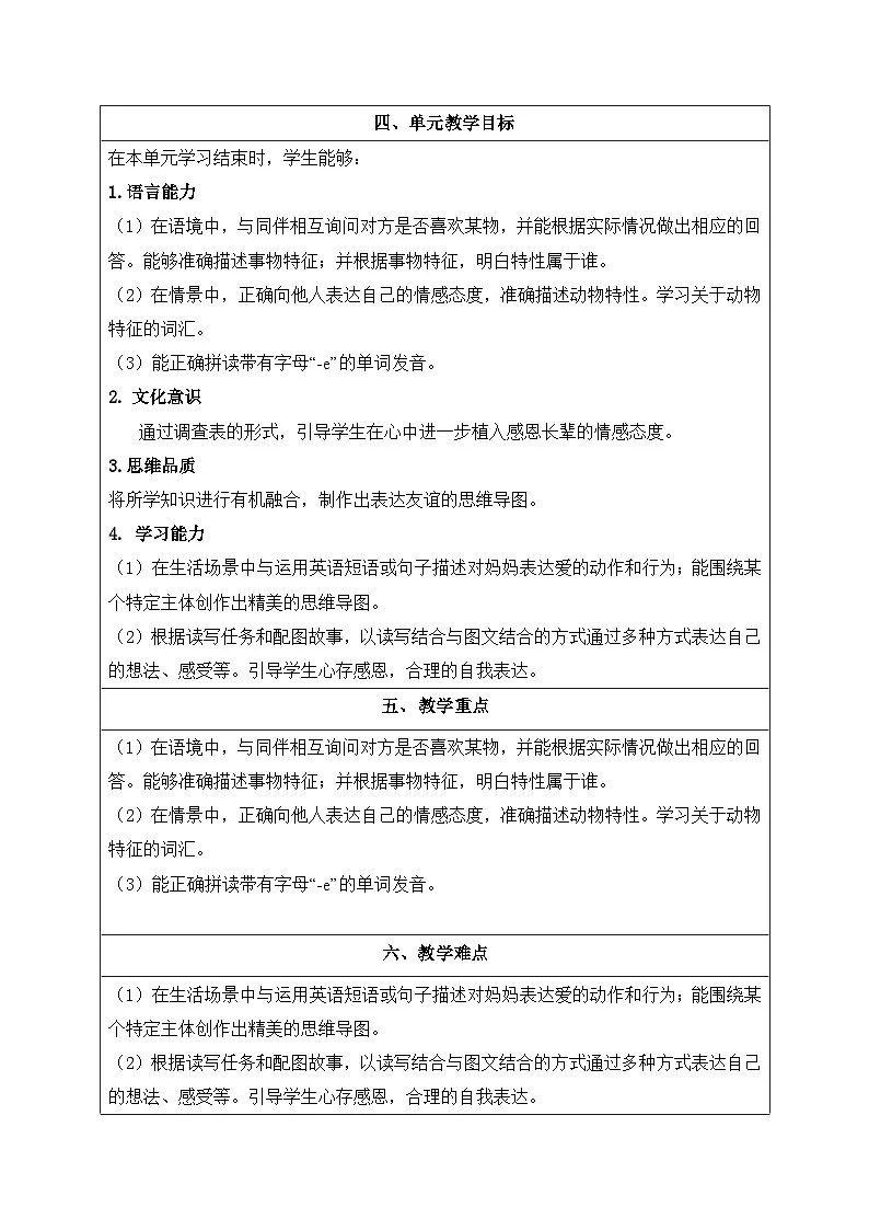 【新教材】人教PEP版（2024）｜三年级下册英语Unit 2 Expressing yourself教案（表格式，单元整体教学设计）第3页