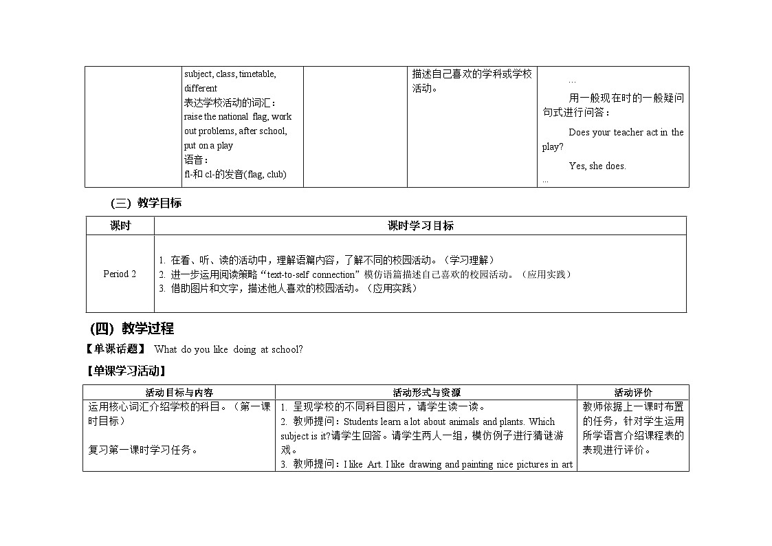 Unit 2 ：Period 2教学设计表格式-2025-2026学年四年级下册《英语》沪教牛津版六三制一起(2024)第2页