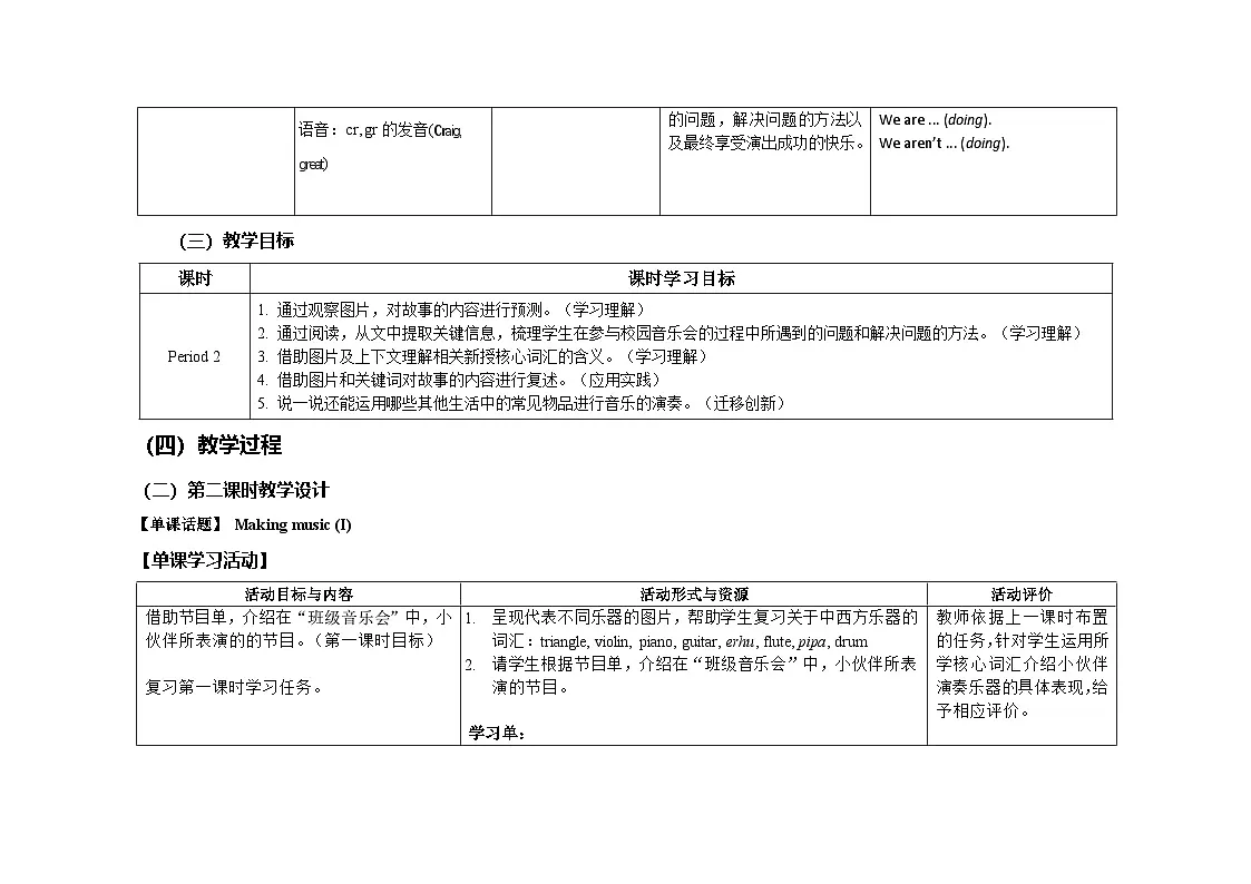 Unit 4 ：Period 2教学设计表格式-2025-2026学年四年级下册《英语》沪教牛津版六三制一起(2024)第2页