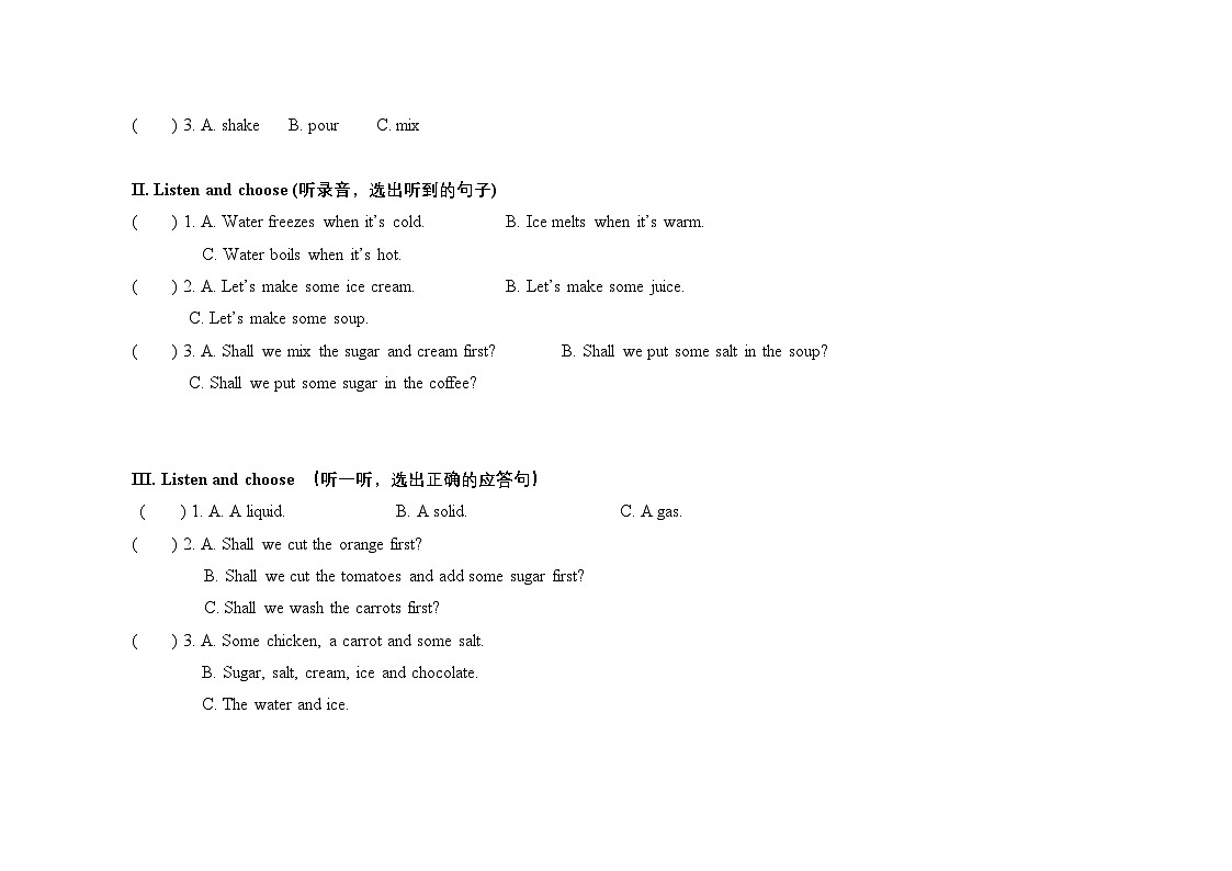 Unit 7  单元练习题含答案、听力原文-2025-2026学年四年级下册《英语》沪教牛津版六三制一起(2024)第3页