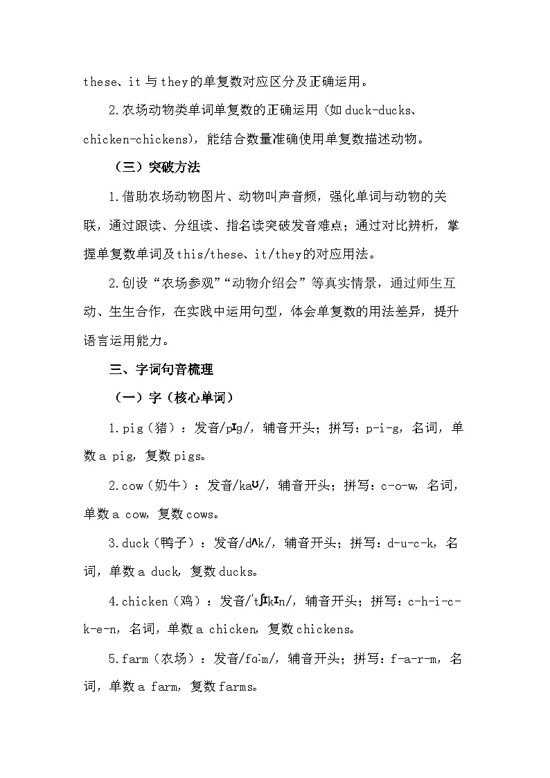 【新教材】译林版（三起）（2024）三年级下册英语Unit 6 On the farm 教案第2页