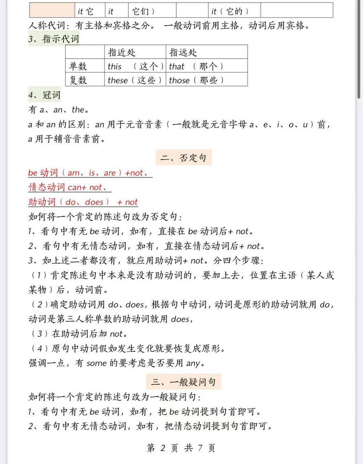人教版PEP五年级英语下册重要语法知识汇总学案第2页