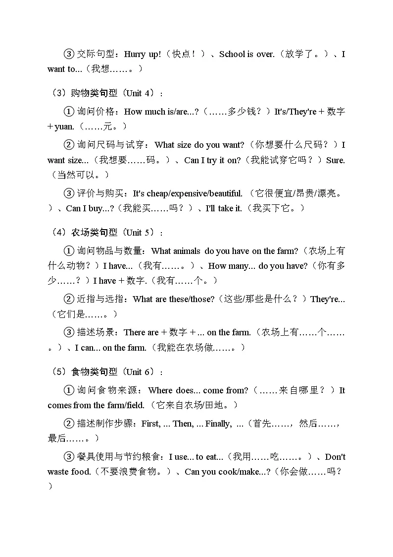 2026年人教PEP版（新教材）小学英语四年级下册（全册）核心知识点梳理第3页