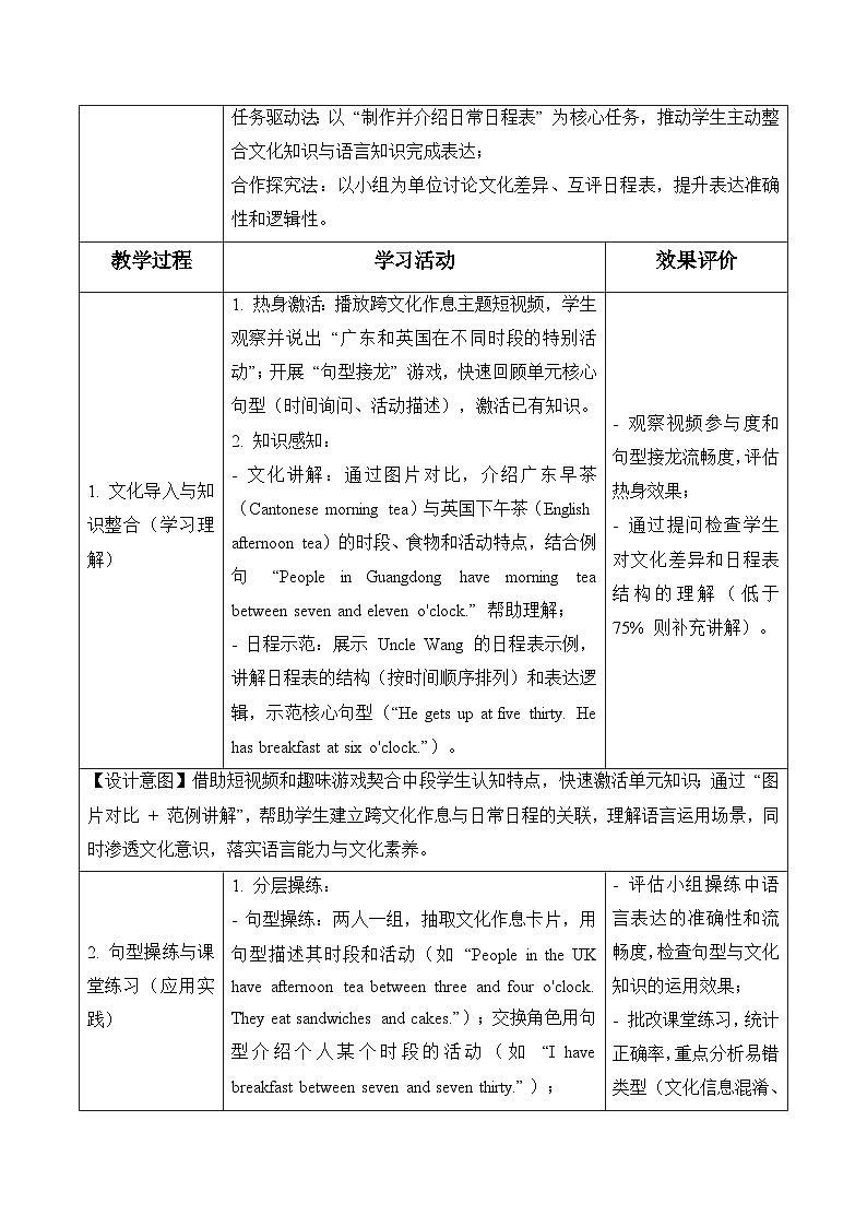 Unit 3 第3课时Explore & Apply（表格式教学设计）人教大同版四年级英语下册第3页