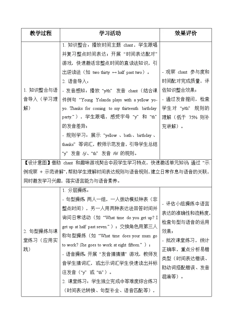 Unit 3 第2课时Discover & Develop（表格式教学设计）人教大同版四年级英语下册第3页