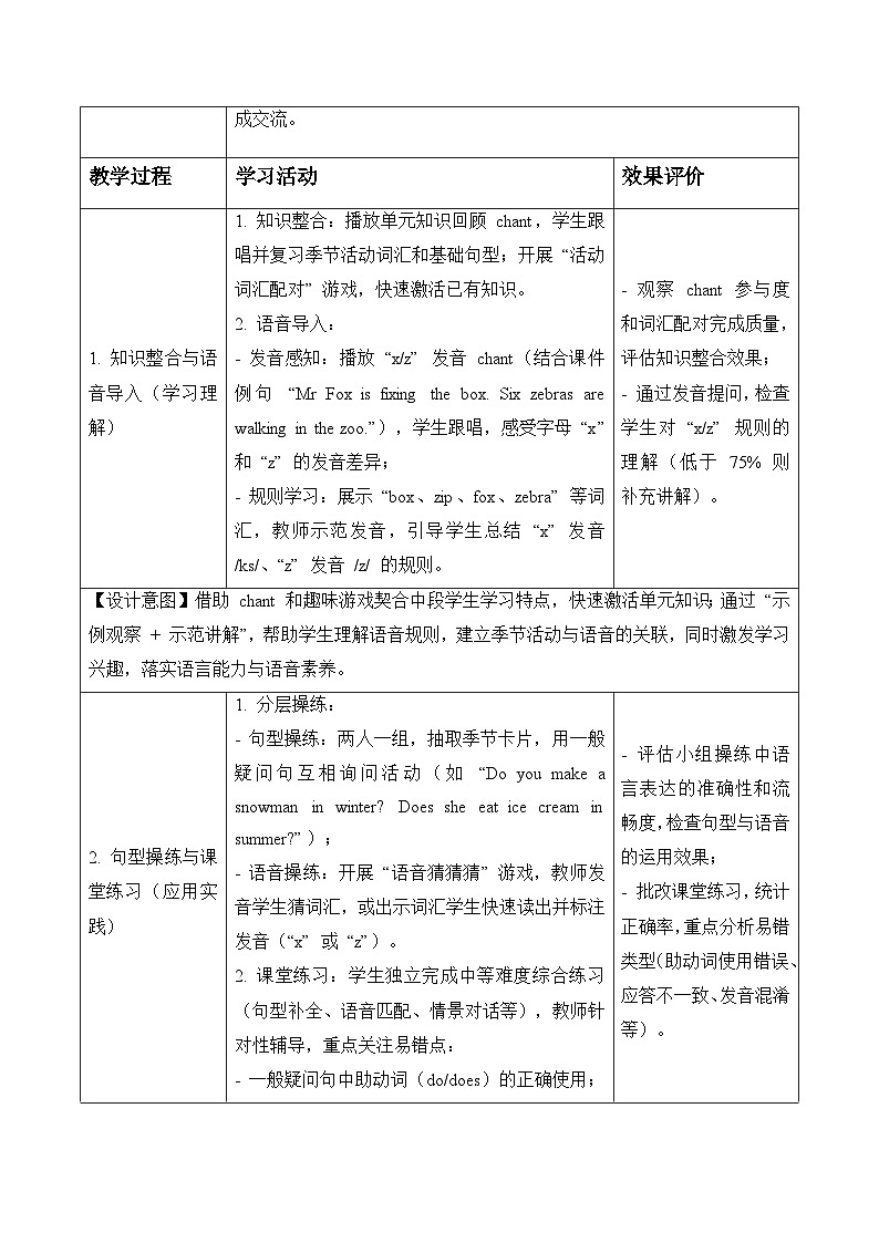 Unit 2 第2课时Discover & Develop（表格式教学设计）人教大同版四年级英语下册第3页