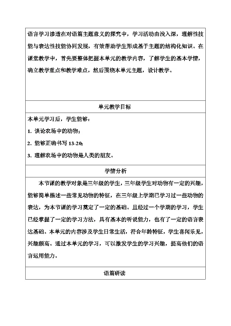 冀教版（三起）英语三年级下册 Unit 4 On the farm Lesson4 I like all farm animals. 教案第3页