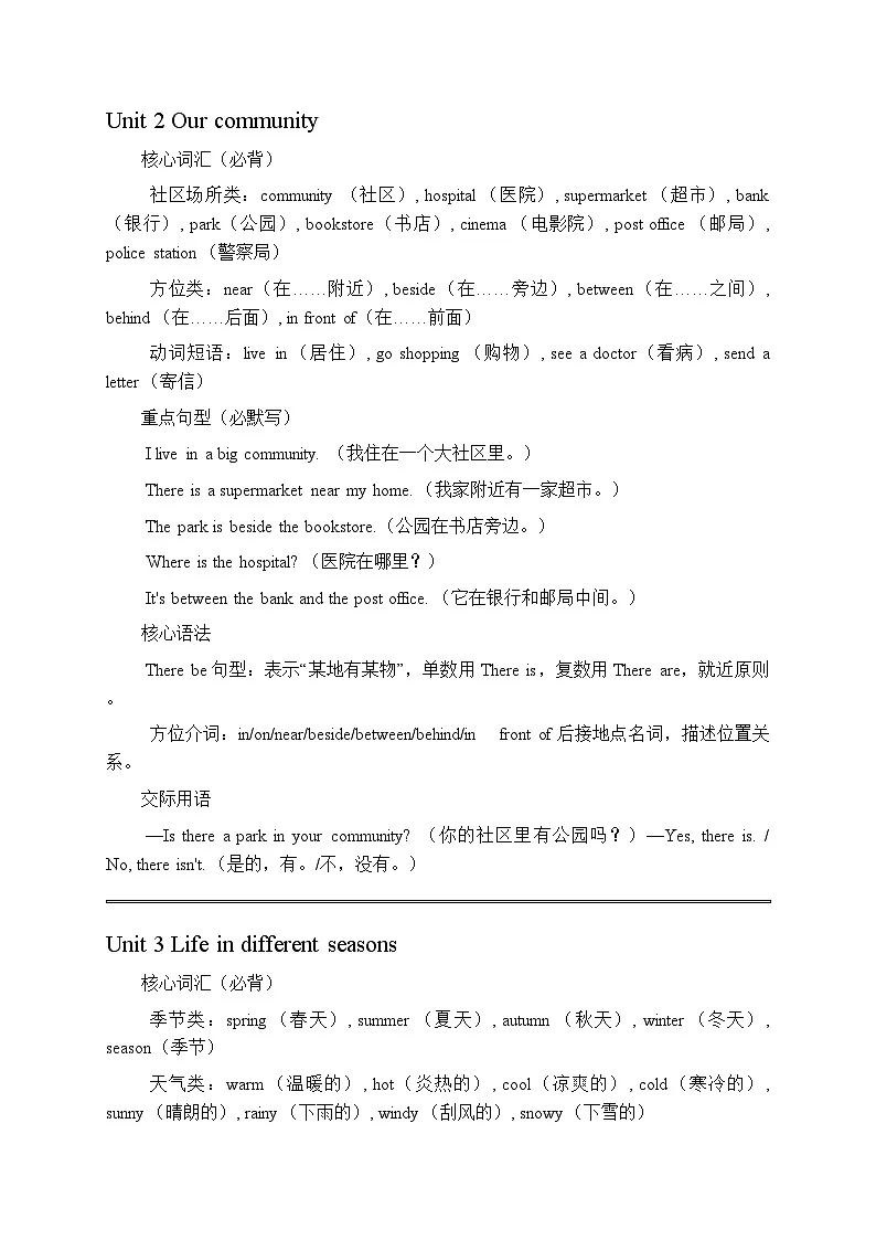 2026春季人教PEP版（新教材）小学英语五年级下册（全册）各单元知识点复习要点梳理第2页
