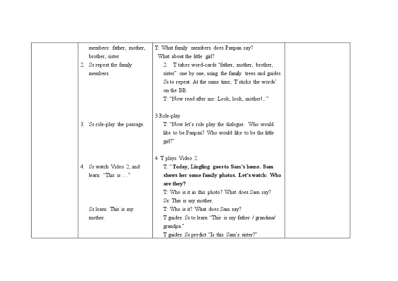 三年级上册英语教案 Module 9 Unit 1 This is my mother.外研社（三起）02