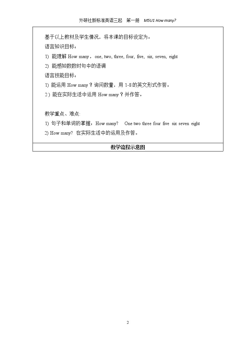 三年级上册英语教案 Module5 Unit1 How many外研社（三起）02
