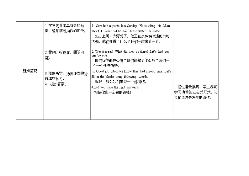 四年级下册英语教案 Module 8 Unit 2 I took some pictures 外研社（三起）02