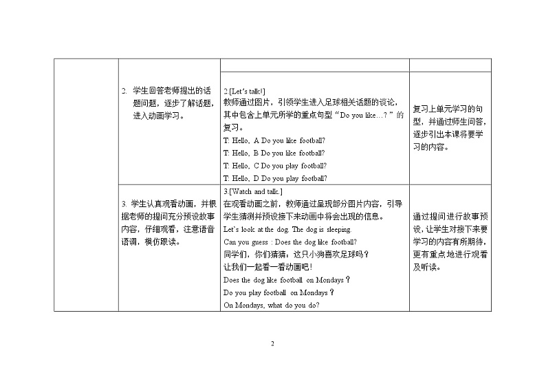 三年级下册英语教案Module 5 Unit 1 She goes to school on Mondays 外研社（三起）02