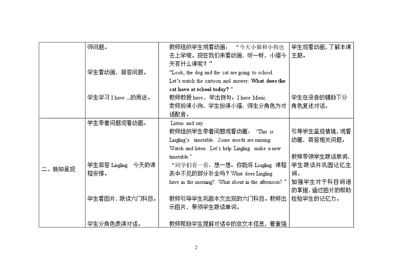 三年级下册英语教案Module 6 Unit 2 What does Lingling have at school 外研社（三起）02