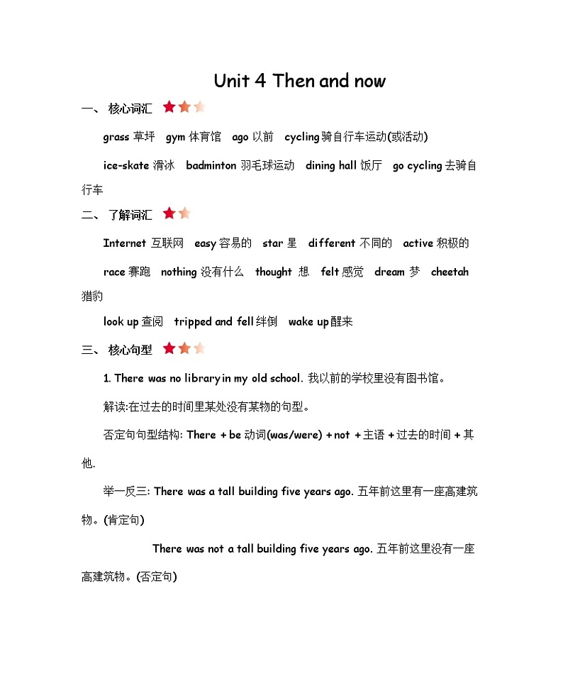 Unit 4 Then and now 知识清单01