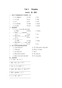 小学英语人教版 (PEP)四年级下册Unit 6 Shopping Part B第一课时达标测试