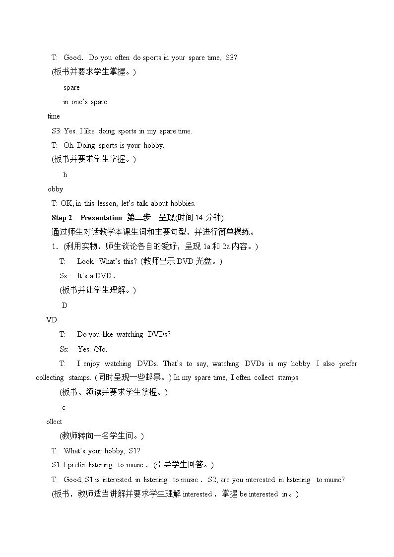 Unit 3 Our Hobbies   教案02