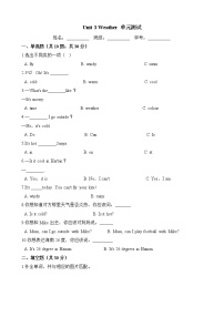 人教版 (PEP)四年级下册Unit 3 Weather综合与测试单元测试课后练习题