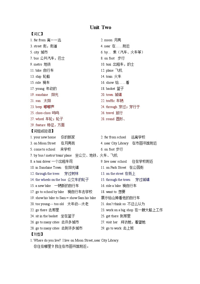 译林英语5下 Unit2练习01