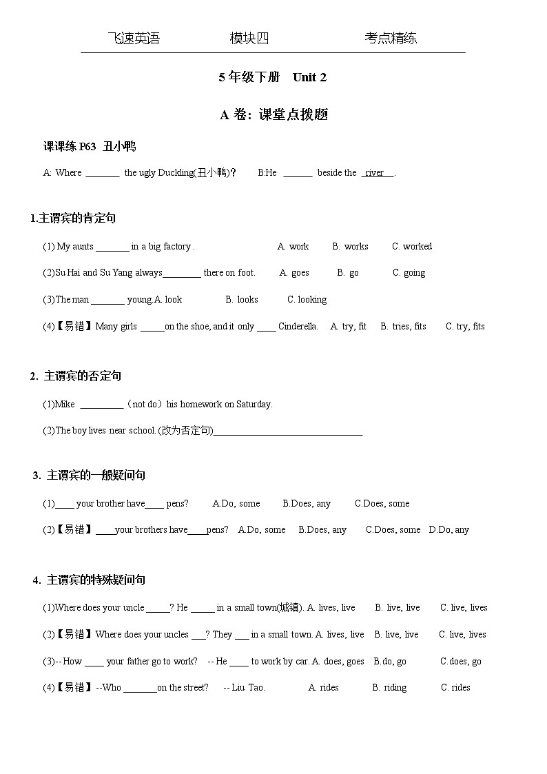 译林英语5下5B Unit2考点精练01