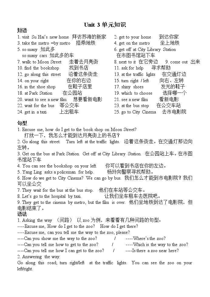 译林英语5下5BU3知识归纳01