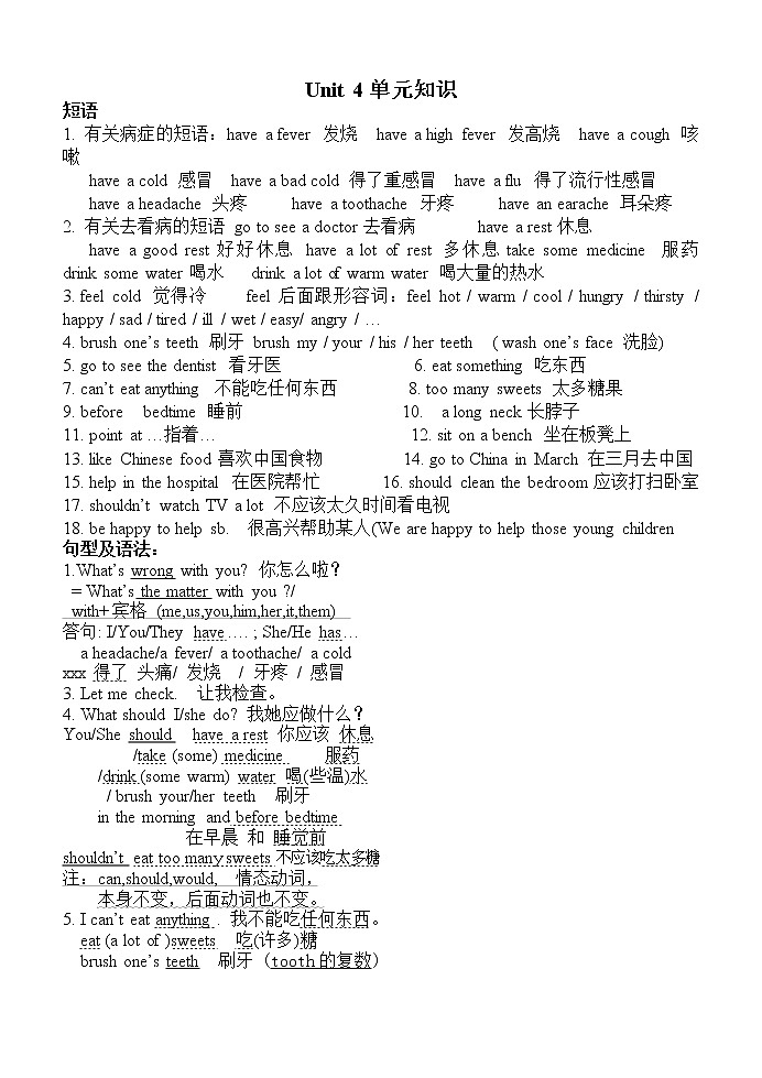 译林英语5下5BU4知识归纳01